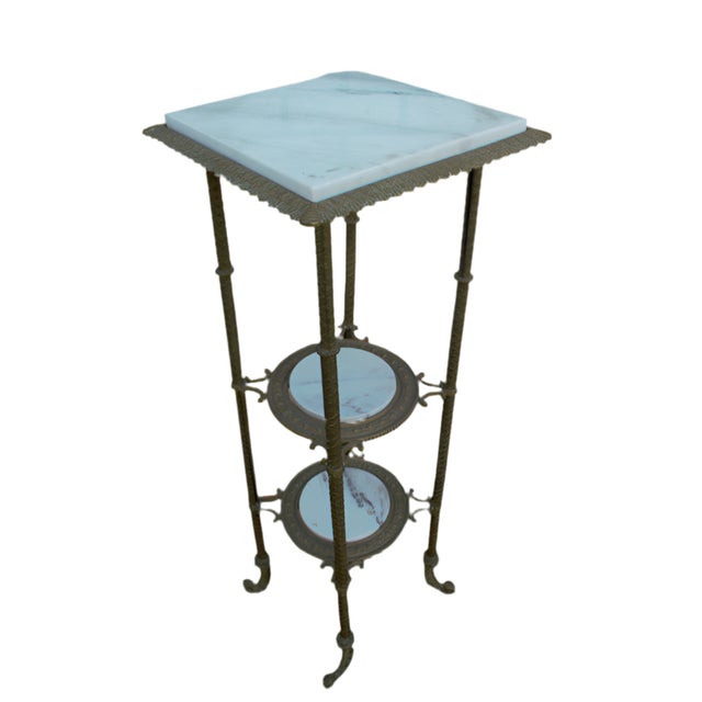 Antique Victorian Style Three Tier Marble Occasional Side Table Elegant Victorian occasional table featuring a marble top...