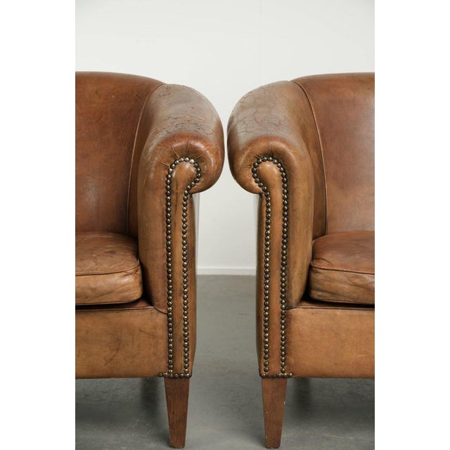 Large Vintage Sheepskin Club Armchairs, Set of 2 For Sale - Image 10 of 15