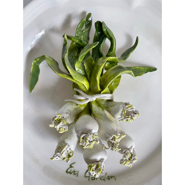 Ceramic Late 20th Century Eva Gordon Trompe L’Oeil Scallion Plate, Signed Canadian Studio Pottery For Sale - Image 7 of 12