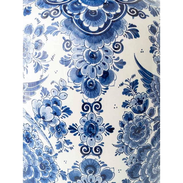 Blue Monumental Hand-Painted Delft Blue and White Earthenware Vase by Velsen, 1950s For Sale - Image 8 of 10