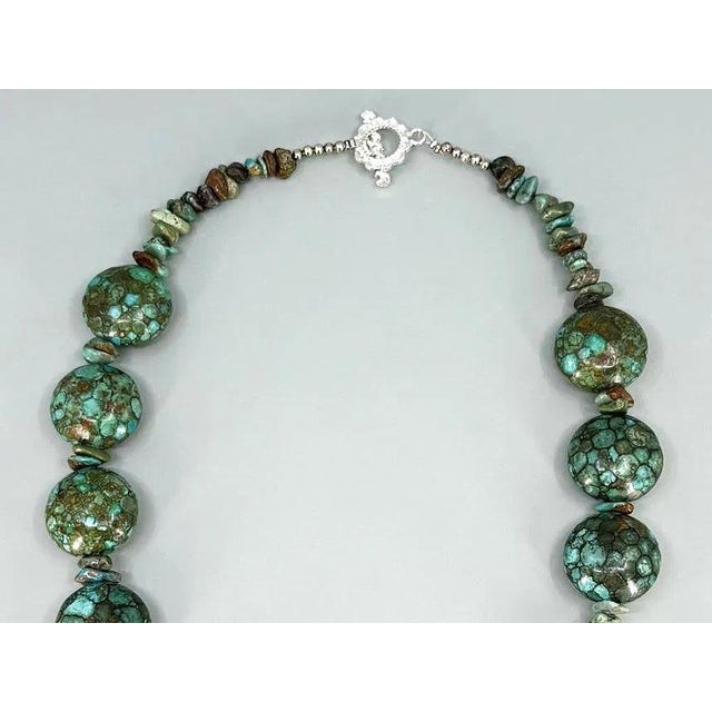 Late 20th Century Chunky Mosaic Turquoise Bead Necklace For Sale - Image 4 of 4