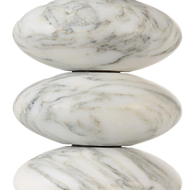 Mid-Century Modern Stacked Marble Stone Mini Table Lamp For Sale - Image 3 of 6