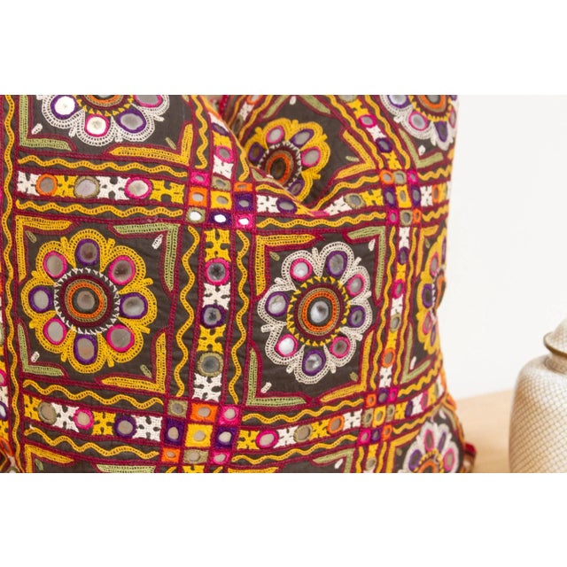 19th Century Cheaya Rajasthani Embroidered Decorative Pillow For Sale - Image 5 of 8