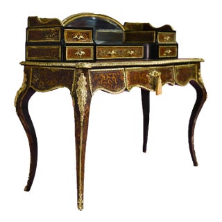 1800s Fine French Ladies Bonheur Du Jour Bronze Mounted Desk Timeless Elegance For Sale