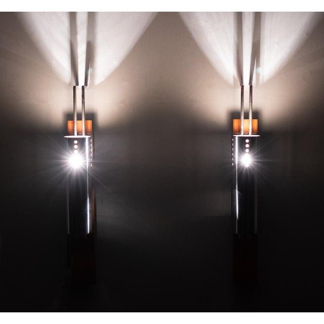 Metal Vintage Stainless Steel Tube Wall Lamps, France, 1970s, Set of 2 For Sale - Image 7 of 8