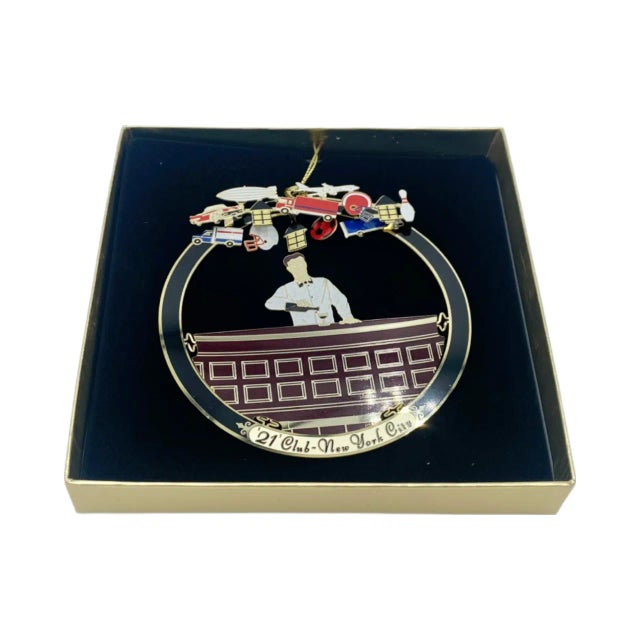 Gold Contemporary The 21 Club Nyc Restaurant Bartender Ornament Holiday Christmas New York For Sale - Image 8 of 12