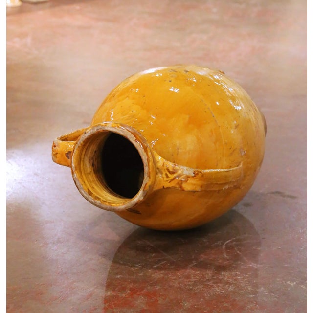 19th C. French Provencal Glazed Terracotta Olive Oil Jar With Handles and Spout For Sale In Dallas - Image 6 of 7