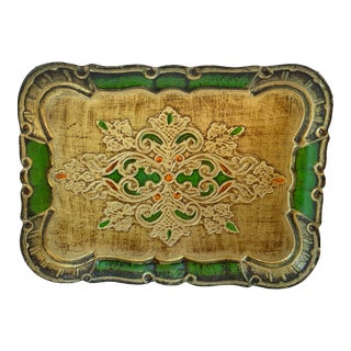 Vintage Italian Gilt Wood Florentine Tray For Sale