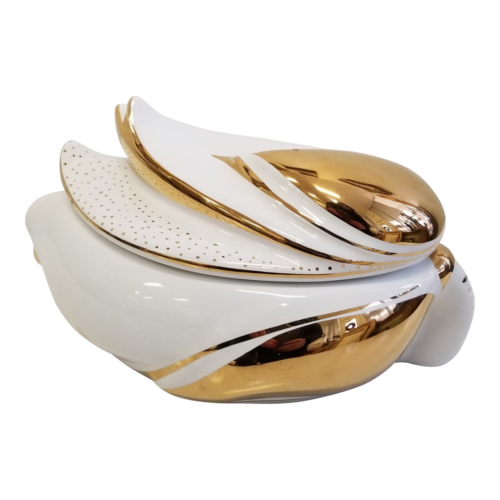 Signed Handmade Italian Porcelain Trinket Box – 24k Gold Mid