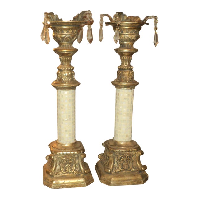 Pair of Vintage Mark Roberts Candle Holders "17.25 High. For Sale