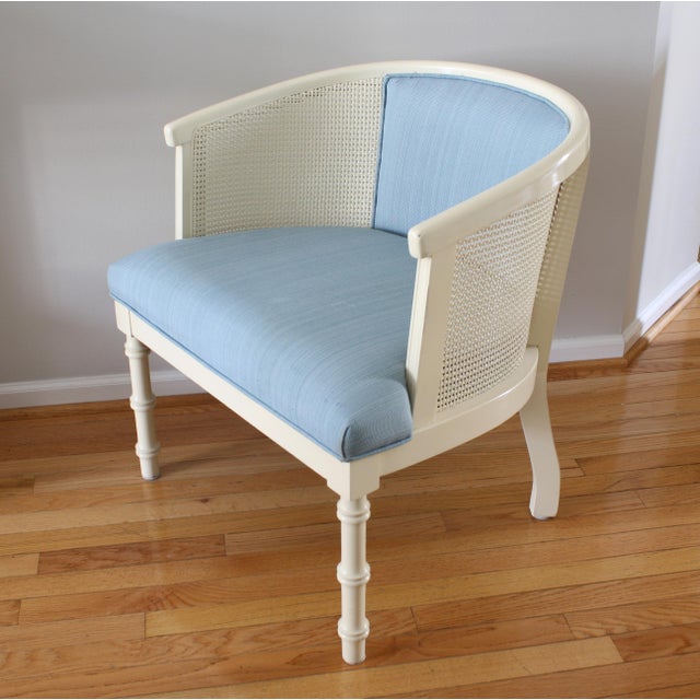 Mid 20th Century Hollywood Regency Cane Faux Bamboo Barrel Chair Chairish