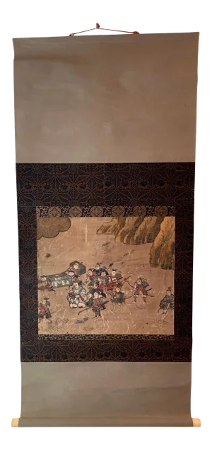 Antique Japanese Hanging Scroll Attributed to Iwasa Matabei