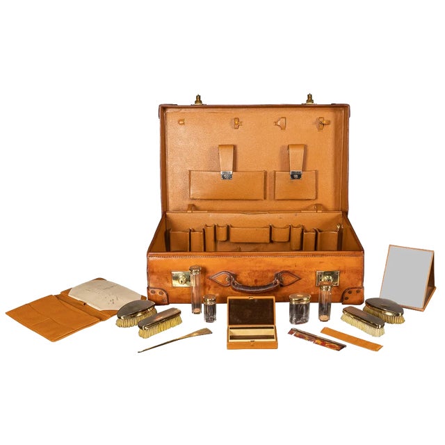 Edwardian Dressing Case with Silver Accessories by Walker & Hall, 1928 For Sale