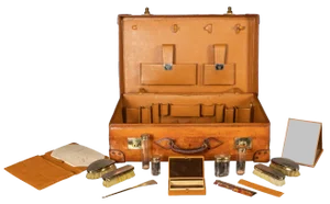 Edwardian Dressing Case with Silver Accessories by Walker & Hall, 1928