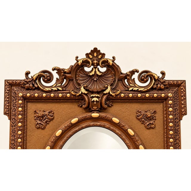 Wood Large 19th Century Napoleon III Trumeau Mirror in Giltwood and Beveled Glass For Sale - Image 7 of 10