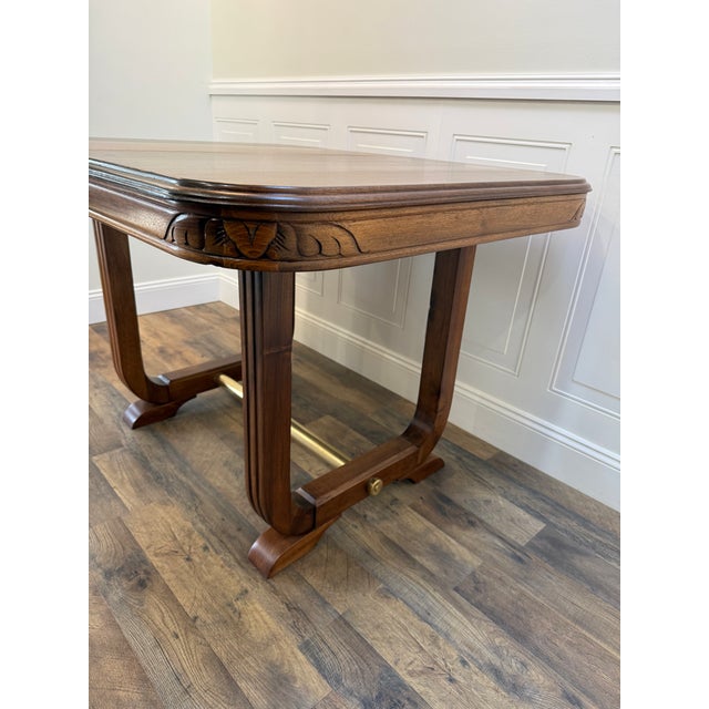 French Art Deco Solid Walnut Dining Table, Circa 1930's For Sale - Image 9 of 17