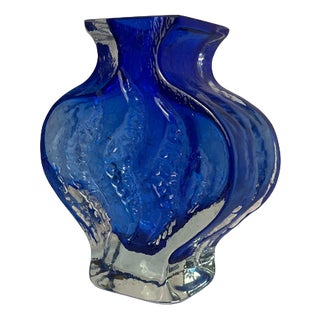 Blue Vase with Engraving by Ingrid Glas, 1960s For Sale