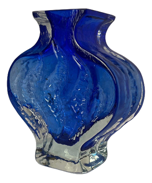 Blue Vase with Engraving by Ingrid Glas, 1960s