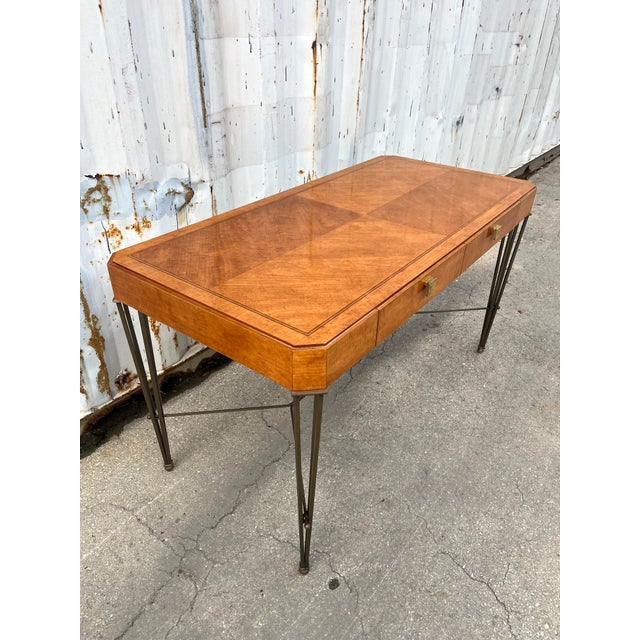 Vintage Late 20th Century Inlaid Writing Desk by Hickory & White Furniture. Features an ArtDeco Revival style with a...