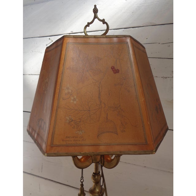 1930s Bouillotte Table Lamp with Octagonal Hat in Printed Parchment, 1930s For Sale - Image 5 of 18