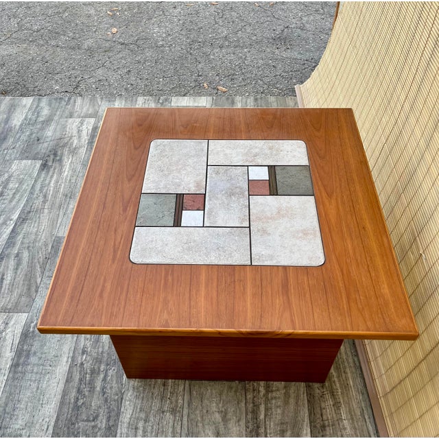 Mid-Century Modern Mid Century Modern Danish Modern Tile Top Side Table. Circa 1970s For Sale - Image 3 of 12