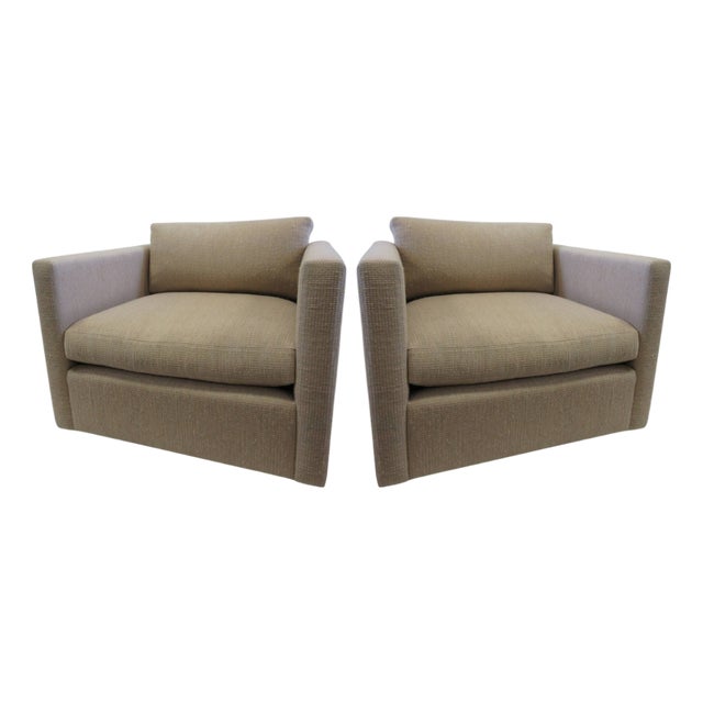 Knoll Charles Pfister Mid-Century Lounge Chairs in Peach - A Pair For Sale