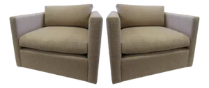 Knoll Charles Pfister Mid-Century Lounge Chairs in Peach - A Pair