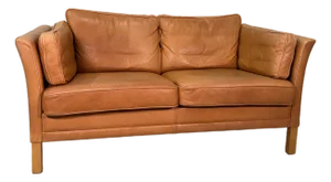 Mid 20th Century Danish Cognac Leather Loveseat