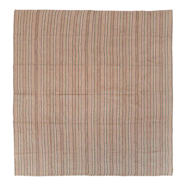 Galerie Shabab Collection Mid-20th Century Handmade Turkish Flatweave Kilim Square Room Size Carpet For Sale