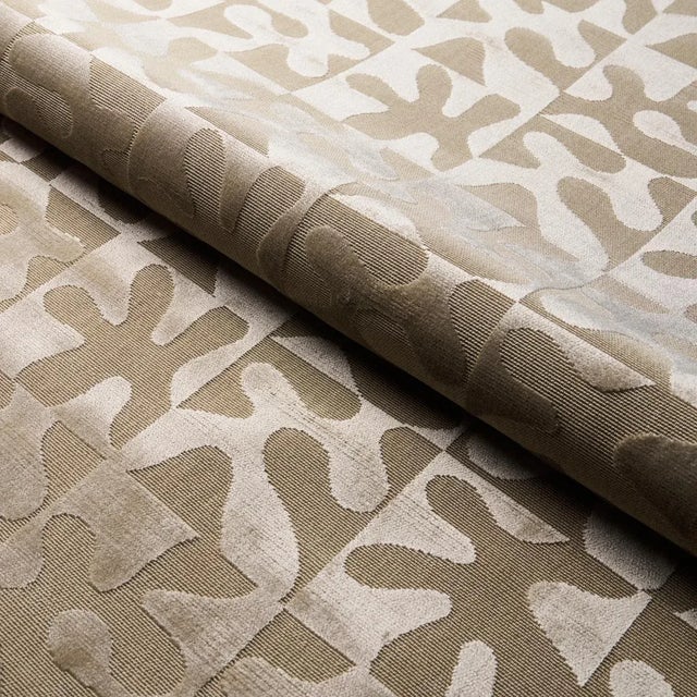 Schumacher Modern Dance Velvet Fabric in Champagne For Sale