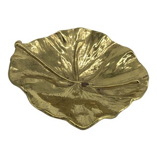Vintage Brass Ginko Leave Tree of Heaven Dish For Sale