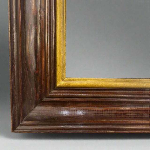 Wood Large Modernist Oak Gilt Mirror France circa 1940 For Sale - Image 7 of 7