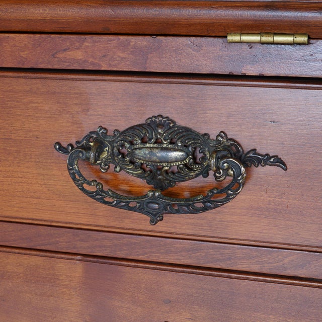 Early 19th Century Sheraton Cherry Drop Front Desk with Graduated Drawers & Brass Gallery, C1820 For Sale - Image 5 of 12