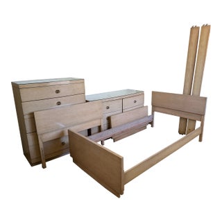 1940s Art Deco Waterfall Birch Bedroom Suite – 4 Piece Set For Sale