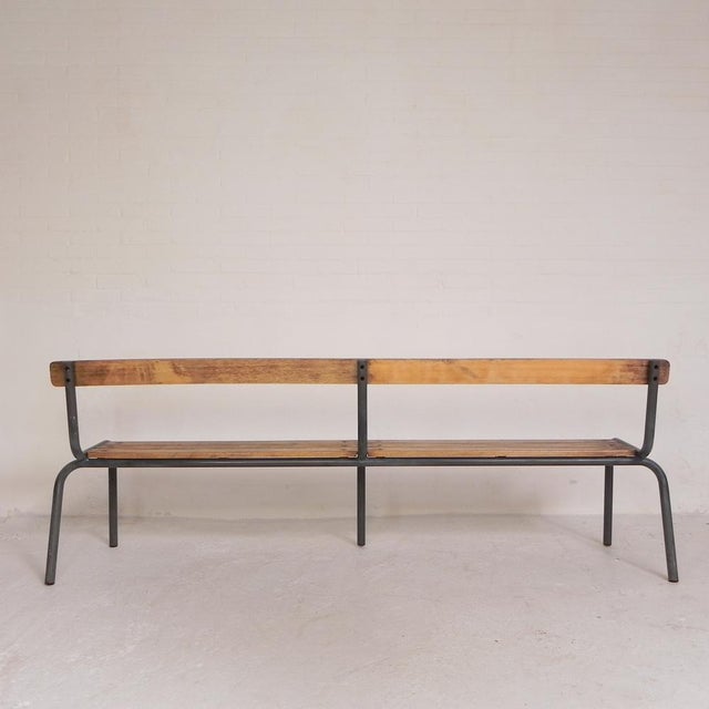 French School Slatted Bench, 1960s For Sale - Image 13 of 18