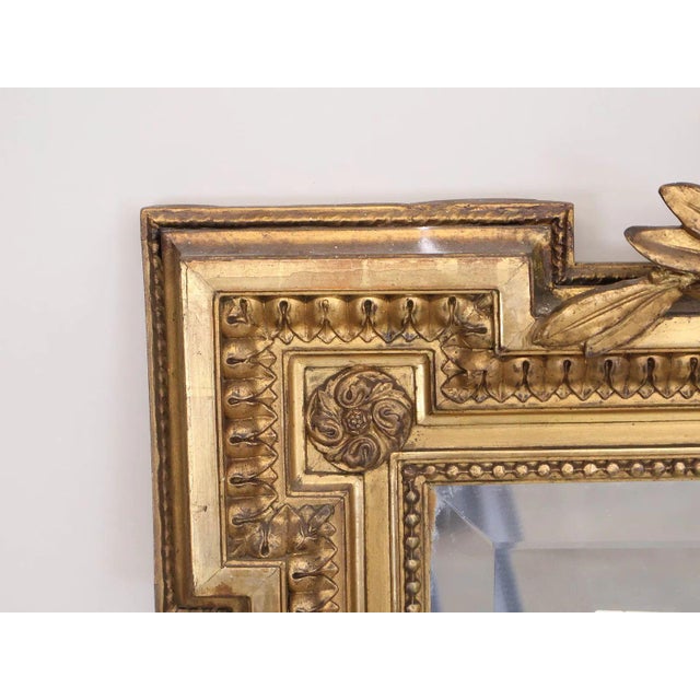 French 19th Century Giltwood Neoclassical Mirror With Laurel Wreath Crest, 63"h For Sale - Image 3 of 8