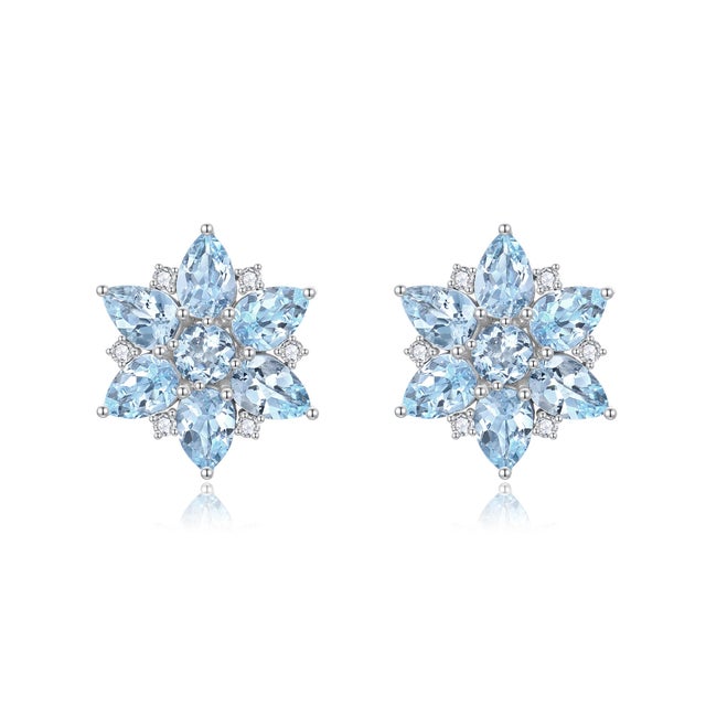 Not Yet Made - Made To Order Nina Zhou Aquamarine Diamond Snowflake Earrings in 14k Yellow Gold - a Pair For Sale - Image 5 of 7
