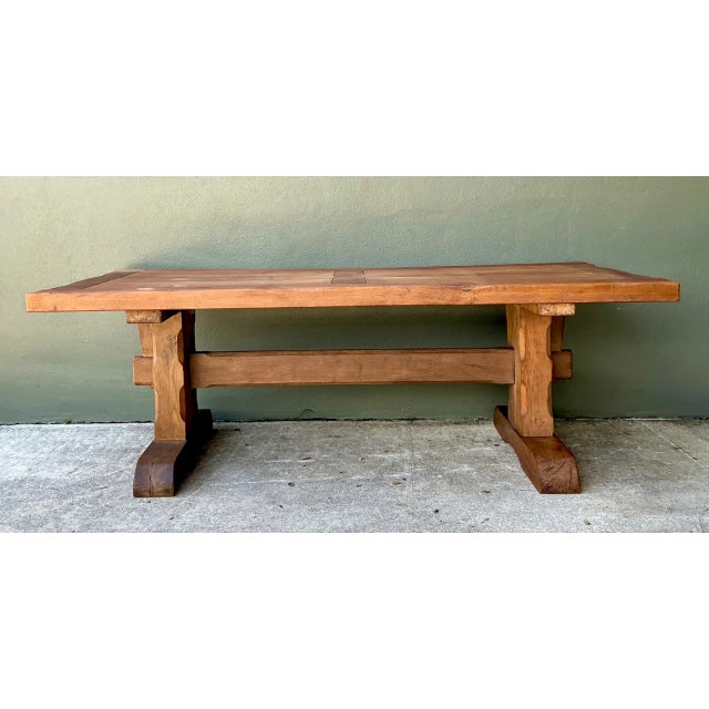 Vintage Rustic Wood Dining Table For Sale - Image 4 of 12