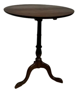 Vintage Mahogany Tilt Top Queen Anne Style Table With Inlay