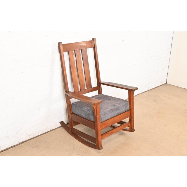 Stickley Gustav Stickley Mission Oak Arts & Crafts Rocking Chair, Circa 1910 For Sale - Image 4 of 12