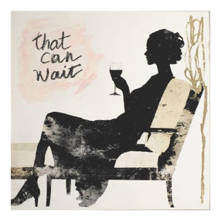That Can Wait- Woman's Portrait With Text on Embellished Giclee Print For Sale