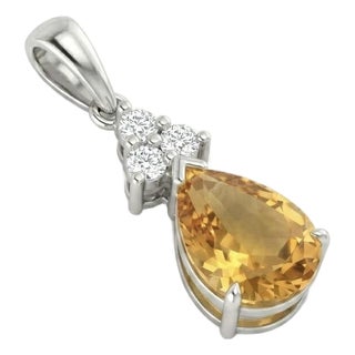 Natural Citrine Gemstone Dainty Stacking Pendant for Her For Sale
