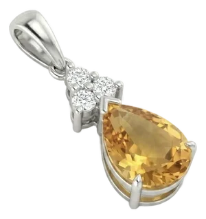 Natural Citrine Gemstone Dainty Stacking Pendant for Her