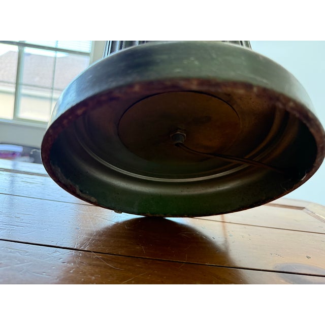 Vintage Oversized Green and Gold Carved Table Lamp With Drum Shade For Sale - Image 9 of 9