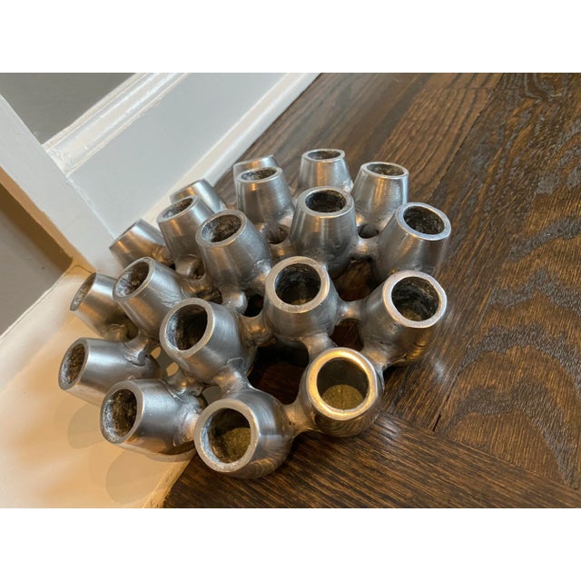 Vintage Brutalist Metal Flower Vase or Sculpture brutalist, contemporary and modern use on your coffee table as an objet...