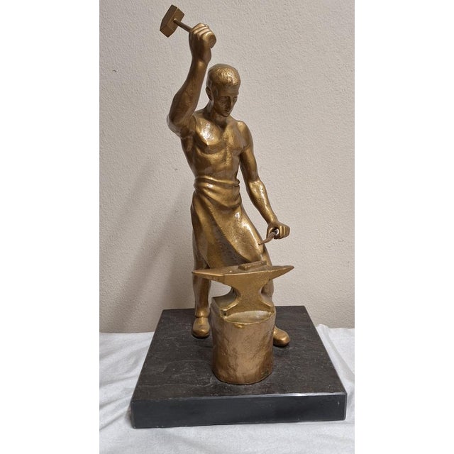 Metal Blacksmith Sculpture Metal on Black Slate Plate, 1920s For Sale - Image 7 of 7