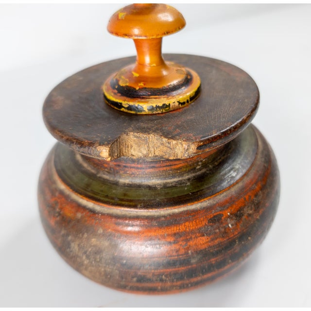 Red 19th Century Rustic Primitive Folk Art Painted and Carved Treenware Object For Sale - Image 8 of 12