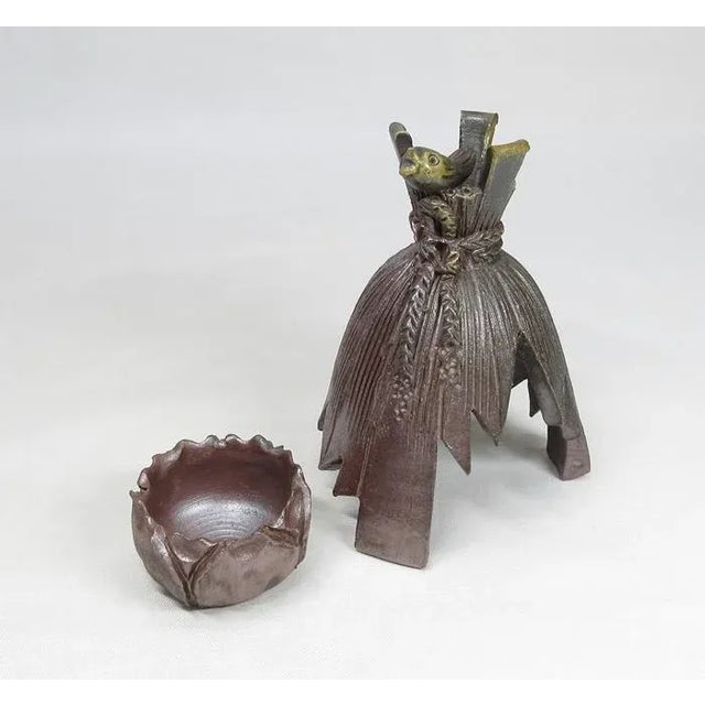Contemporary Japanese Bizen Stoneware Incense Burner With Bird For Sale In Chicago - Image 6 of 8