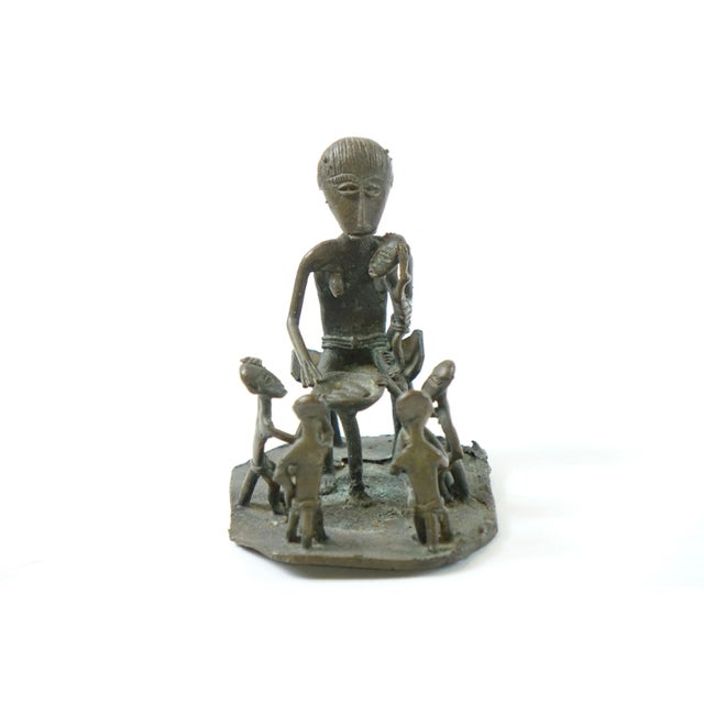 Antique Bronze African Scultpure of a Family Unique accent piece for Afrocentric home decor
