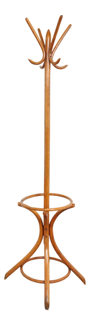 Vintage Beech Floor Coat Rack from Thonet, 1920s